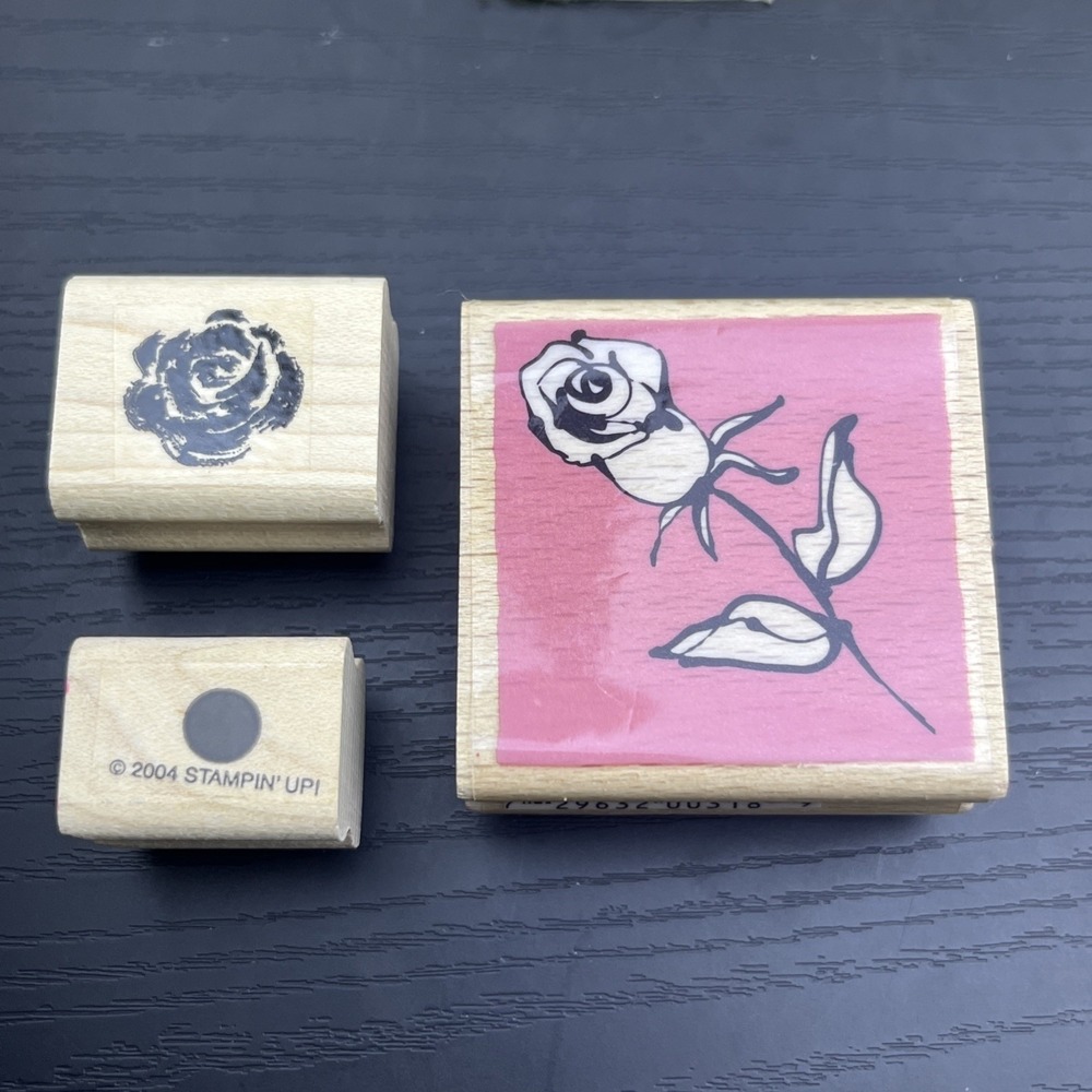 Lot Of Two Flower Rubber Embossing Stamps